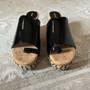 Donald J. Pliner Black Patent Leather Mules